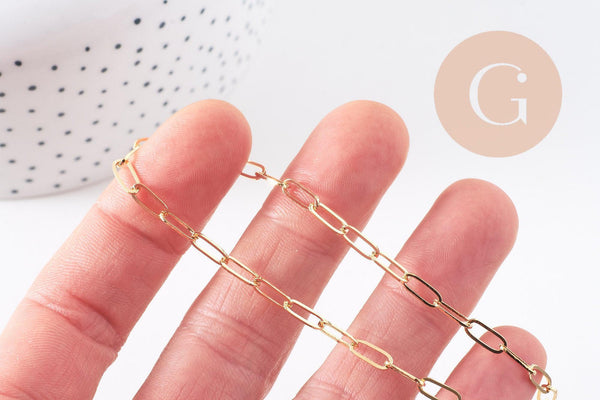 Chaine fine dorée rectangle 16K,chaine plaquée or 2.5 microns, chaine complète,chaine dorée,1.8 mm,43cm, x1 (G1845)