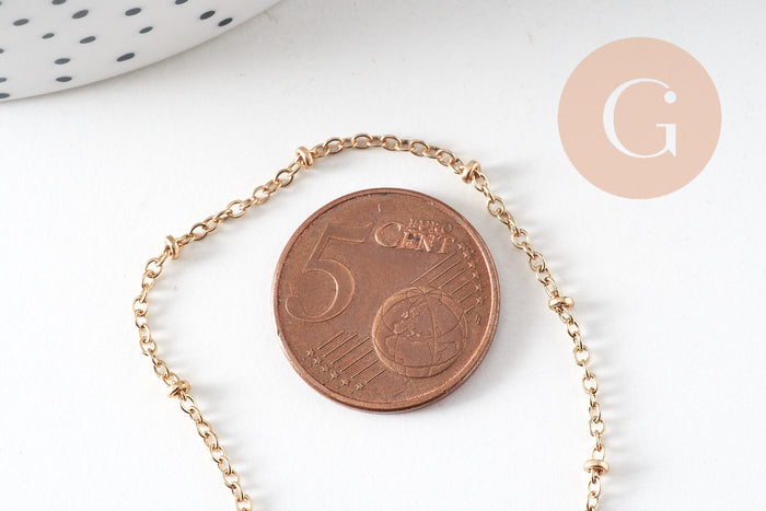 Collier Chaine fine dorée satellite 16K,chaine plaquée or 1 micron, chaine collier chaine complète,chaine dorée,1.5 mm, 40cm, x1 G0633