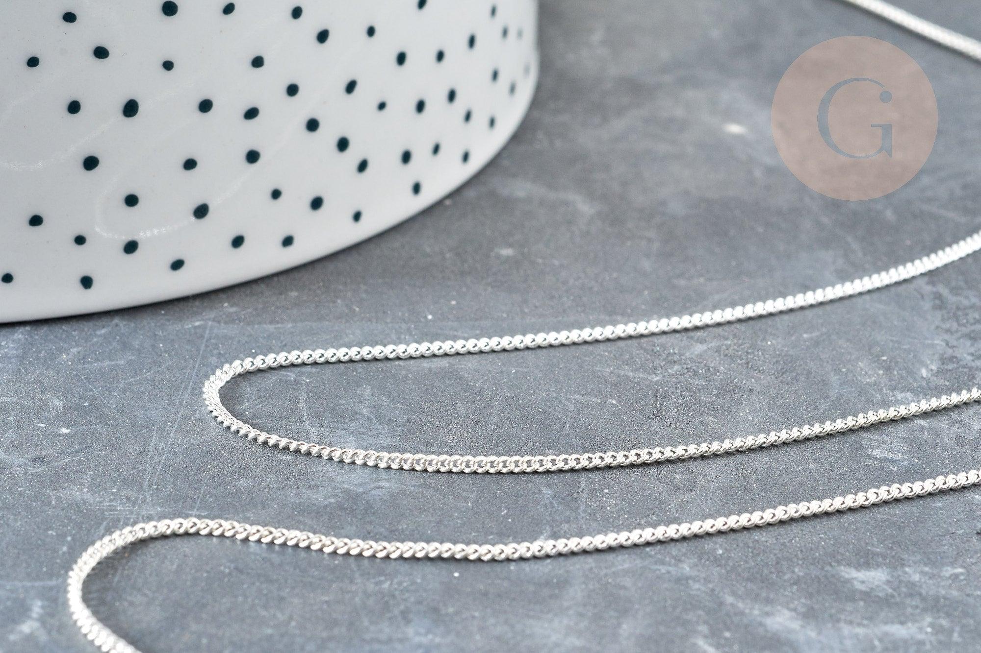 Chaine fine maille plate laiton argenté 1mm, x5 mètres (G2372)