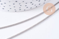 Chaine fine maille plate laiton platine 1mm, x5M (G0859)