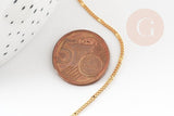 Chaine fine plate laiton doré 16K 1.5mm, fourniture création bijoux, x1mètre (G9231)