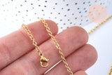 Collier chaine forçat acier inoxydable doré 59cm, x1 (G7245)