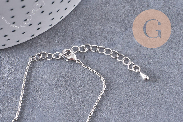 Collier Chaine forçat cuivre rhodié or blanc 80cm, x1 (G1122)