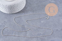Collier Chaine forçat cuivre rhodié or blanc 80cm, x1 (G1122)