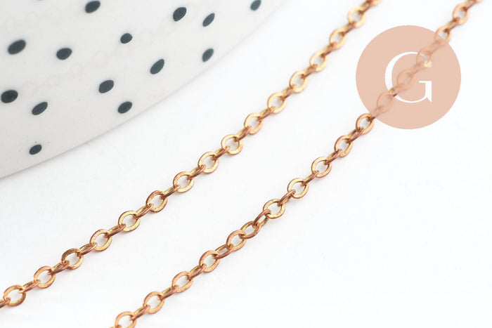 Chaine forçat laiton brut 1.5mm création bijoux, x5 metres (G9735)