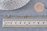 Chaine laiton doré 18 carats lune et étoile, chaine dorée fantaisie x2x1.9mm, x1 mètre (G5445)