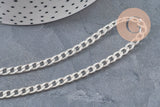 Cadena de eslabones curvos planos de acero inoxidable 304 plateado 7x4.5mm, x1 metro (G11199)