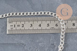 Cadena de eslabones curvos planos de acero inoxidable 304 plateado 7x4.5mm, x1 metro (G11199)