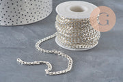 Chaine maille courbe plate acier 304 inoxydable argenté 7x4.5mm, x1 mètre (G11199)