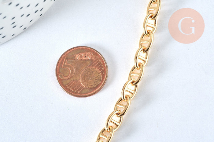 Chaine maille marine laiton doré 16k 10x6.6mm, x1 metre (G6782)