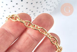 Chaine maille marine laiton doré 16k 10x6.6mm, x1 metre (G6782)