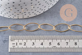Chaine maille ovale acier 304 inoxydable doré PVD 18k 20x10mm, x1 mètre (G4309)