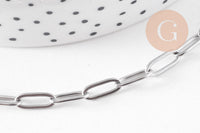 Chaine maille rectangle acier inoxydable platine 9.7mm, x1 mètre (G10679)