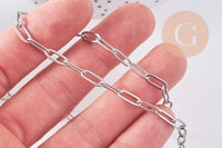 Chaine maille rectangle acier inoxydable platine 9.7mm, x1 mètre (G10679)