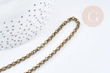 Chaine maille rolo fer bronze 4mm,x1 metre (G8565)