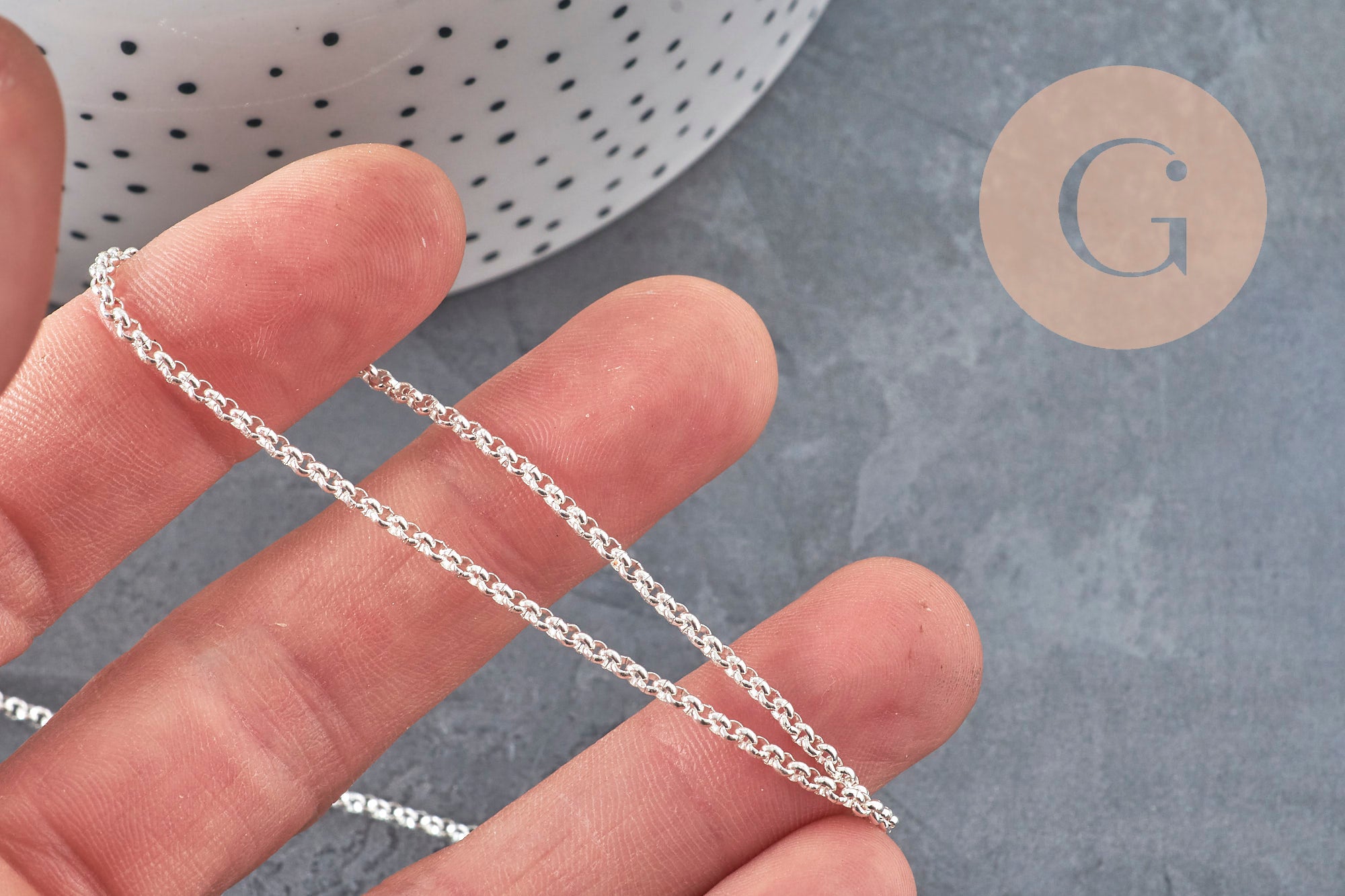 Chaine maille rolo acier 304 inoxydable argenté 2mm, x1 mètre (G11198)