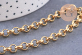 Chaine maille rolo acier 304 inoxydable doré IP 18k 6mm, x1 mètre (G2840)