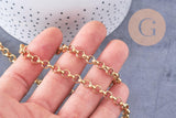 Chaine maille rolo acier 304 inoxydable doré IP 18k 6mm, x1 mètre (G2840)