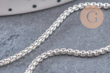 Chaine maille vénitienne acier 304 inoxydable argenté 2x2mm, x1 mètre (G10868)