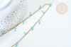 Chaine perle plexiglas facettée turquoise laiton doré 7x3mm, création de bijoux coloré DIY, x1 mètre (G7820)