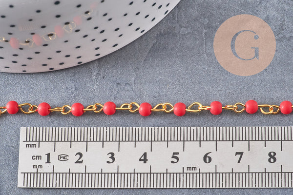 Chaine perle verre coloré fer doré 4 m, création de bijoux coloré DIY, x1 mètre (G7219)