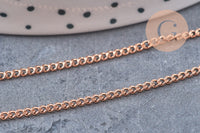 Chaine plate acier 304 inoxydable or rose IP 2.5x2mm, x1 mètre (G10878)