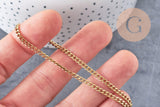 Chaine plate acier inoxydable doré IP 18k maille plate x1 mètre (G1620)