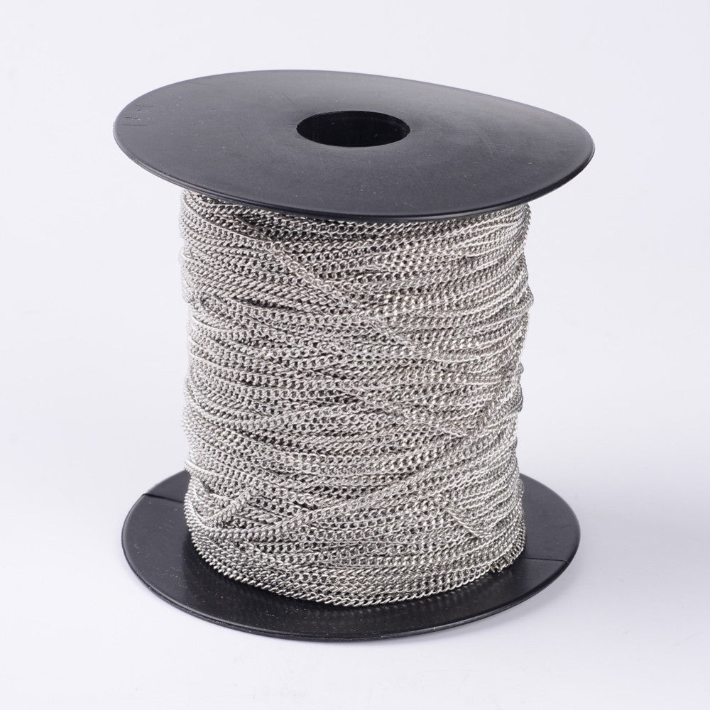 Chaine plate fer platine 3x2mm, x1 bobine de 100m (G7049)