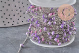 Chaine satellite acier 304 inoxydable platine violet 4.5mm, x1 mètre (G11337)-Chaînes-Gingerlily Perles