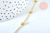 Chaine satellite coeur laiton doré 18 carats 4.5x1mm,chaine dorée x1 metre, (G6783)