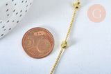 Chaine satellite coeur laiton doré 18 carats 4.5x1mm,chaine dorée x1 metre, (G6783)