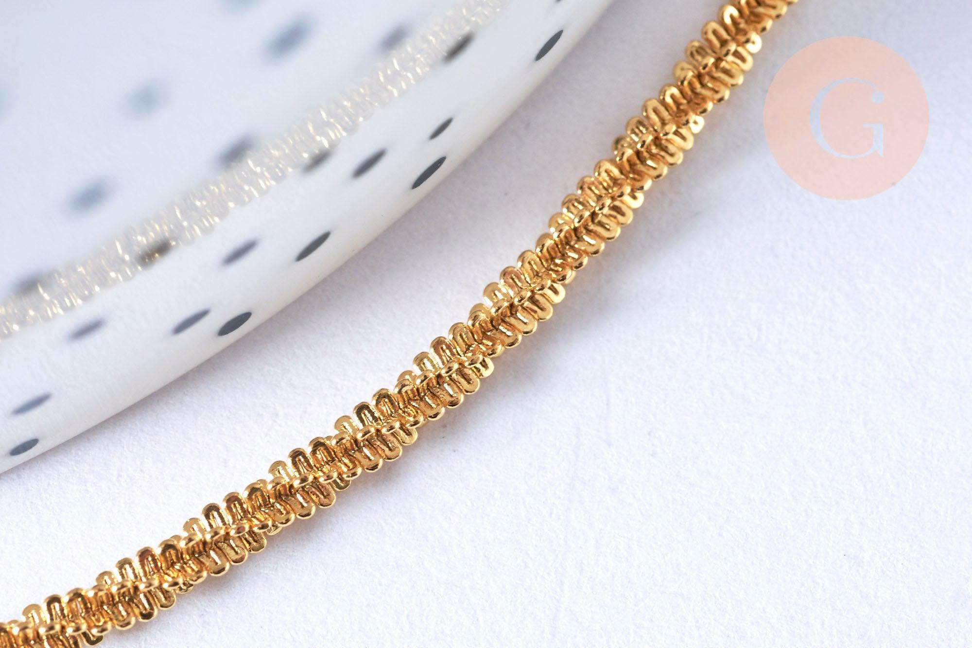 Chaine soudée chou-fleur acier 304 inoxydable doré IP 2.4mm, x1 mètre (G6936)