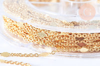 Chaine soudée losange laiton doré 18K- 1,5mm, x1 mètre (G6934)