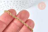 Chaine torsadée acier inoxydable doré IP 16k 3mm, x1 metre (G6785)