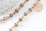 Chaines dorées perles crista l6x4mm, x1 (G6117)