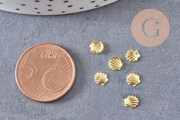 Charm à coller zamac doré coquillage,thème océan coquillage, fournitures à coller pour décorer pierres 5x5mm, les 200, x1 G7050