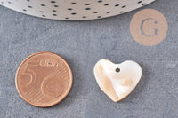 Charm coeur nacre blanche naturelle 19mm, x5 (G1069)