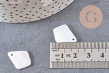 Charm losange nacre blanche naturelle 20mm, x 10 (G1062)