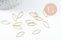 Charms marquise laiton brut 20x8mm, pendentif géométrique création bijoux, x50 (G0017)