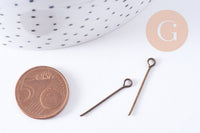 Clou tige tête boucle fer bronze 24mm, x10Gr (G10660)