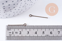 Clou tige tête boucle fer bronze 24mm, x10Gr (G10660)