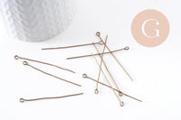 Clou tige tête boucle fer bronze 50mm, x10Gr (G10138)