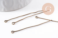 Clou tige tête boucle fer bronze 50mm, x10Gr (G10138)