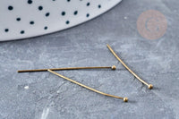 Clou tige tête boule laiton bronze 31mm, x10 (G8842)