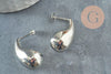 Clous Boucles gouttes bulle laiton plaqué platine 26.5mm, la paire (G9726)