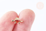 Clous d'oreille Dinosaure stégosaure laiton zircon rouge avec poussoirs d'oreilles, idées cadeaux femmes fille, la paire (G7917)