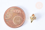 Clous d'oreille cornet de glace laiton zircon tricolore avec poussoirs d'oreilles, idées cadeaux femmes fille, la paire (G7934)