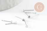 Clous-puces oreille acier inoxydable 316 platine 3mm, x50 (2.9gr) (G9465)