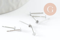 Clous-puces oreille acier inoxydable 316 platine 3mm, x50 (2.9gr) (G9465)