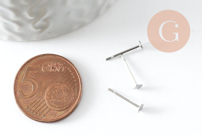 Clous-puces oreille acier inoxydable 316 platine 3mm, x50 (2.9gr) (G9465)